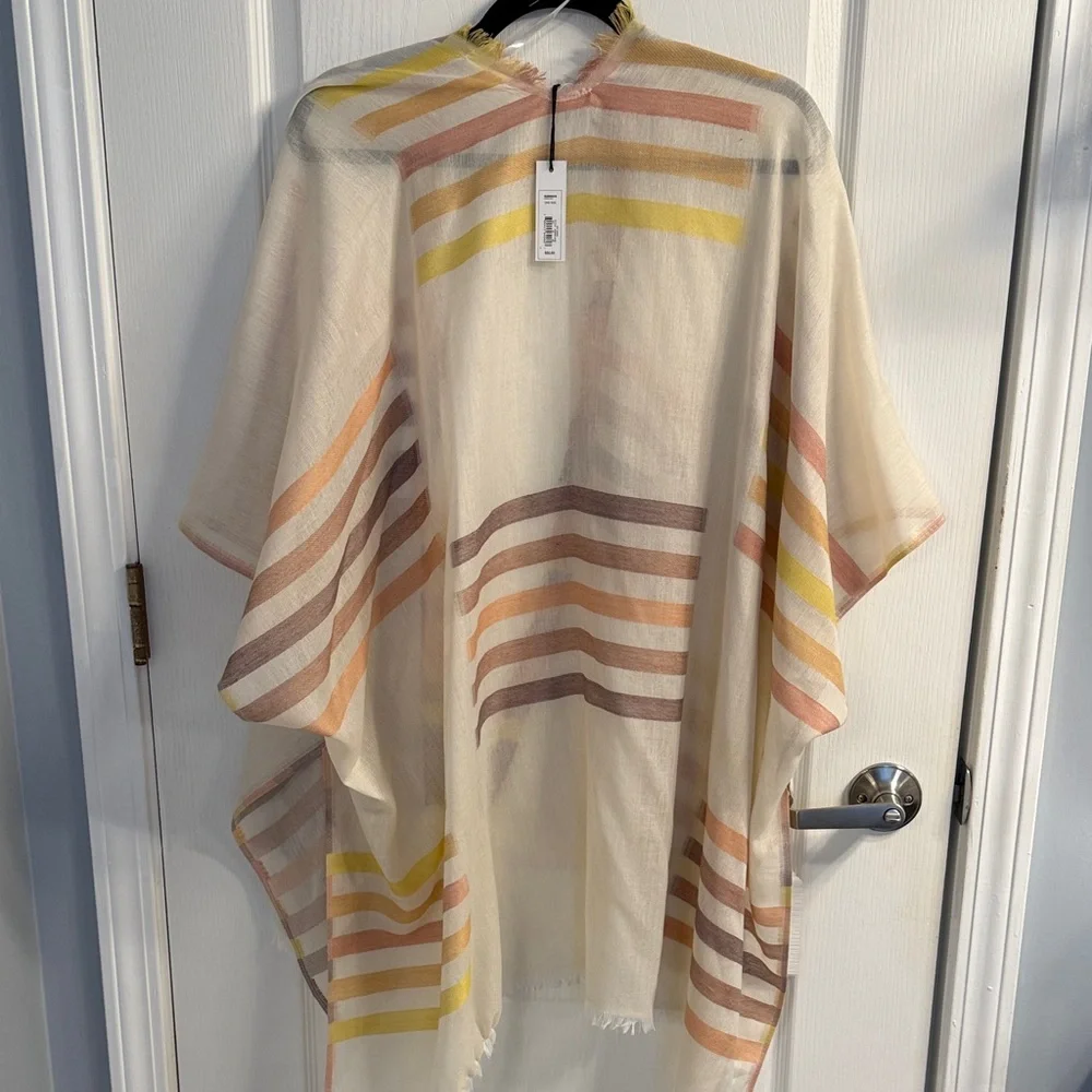 Sonoma Cream Shawl with Yellow and Brown Stripes - Picture 6 of 6
